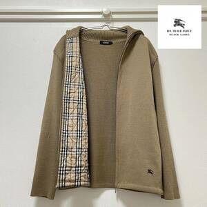 美品 バーバリー ブラックレーベル ドライバーズニット ノバチェック 裏地キルティング ジップアップ BurberryBLACK LABEL 1スタ