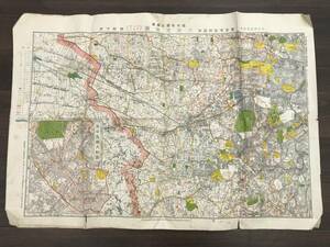 1121-08◆古地図 大東京全図西部方面 報知新聞社 陸地測量部 昭和7年 60周年第二万号記念 附録 地形図 戦前 歴史資料 史料 当時物