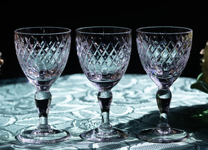 1966年 ロイヤルブライアリー クリスタル 英国王室御用達 ROYAL BRIERLEY リキュール ワイン カクテルグラス 3個セット 酒 ビンテージ　