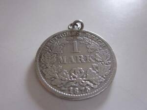 ドイツ 　アーヘンで購入　1マルク 1875　Ｅ 銀貨　チャーム　硬貨　イーグル　ARK DEUTSCHES REICH　ヴィンテージ　アンティーク