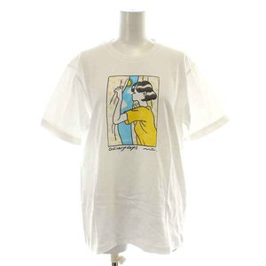 ビームス BEAMS たなかみさき チャリティーTシャツ カットソー 半袖 クルーネック プリント S 白 ホワイト マルチカラー /NW1