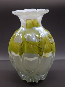 HT◇ガラス製 花瓶 KAMEI GLASS 花器 花入 フラワーベース 高さ約25㎝ 