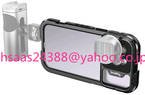SmallRig スマホビデオリグ iPhone 14 Pro Max用ケージ 写真・動画撮影 アルミ製 コールドシューズ付き ビデオスタビライザーリグ -4077