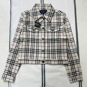 タグ付新品★大きいサイズＬ★BURBERRY LONDON★春～初夏の羽織り★デニムジャケットコート 総ノバチェック ショート バーバリーロンドン