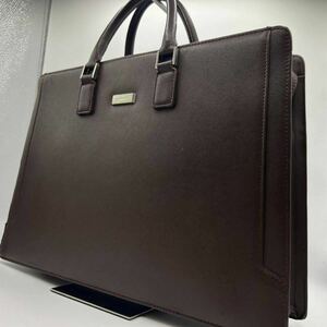 1円〜◎最高級 美品◎BURBERRY バーバリー ビジネスバッグ ブリーフケース メンズ サフィアーノレザー PC収納 A4◎ 書類 ダークブラウン