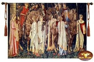 聖杯物語 中世の騎士の旅立ち 壁掛けタペストリー絵画インテリア置物洋風装飾品飾りホーリー・グレイル聖杯伝説ナイトウイリアムモリス