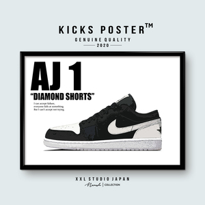 AJ1L ブラックホワイトダイアモンドショーツ スニーカーポスター 送料無料 エアジョーダン1ロー AJ1-L38