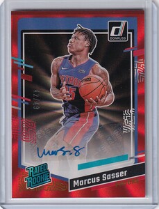 [49枚限定] NBAカード 2023-24 Panini Donruss Basketball Marcus Sasser RC Red Laser Holo Auto /49 ルーキー Detroit Pistons