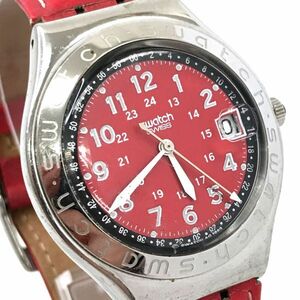 Swatch スウォッチ HAPPY JOE RED 腕時計 YGS408C クオーツ アナログ カレンダー コレクション コレクター レッド 電池交換済 動作確認済