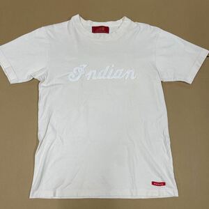 Indian Motorcycle インディアンモーターサイクル Tシャツ Sサイズ ベージュ 肌色 ロゴ LOGO ワッペン メンズ 日本製 MADE IN JAPAN 半袖