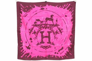 1S496☆エルメス HERMES☆ スカーフ カレ 90 ペンキ塗りたて ピンク系 美品 【ニューポーン】