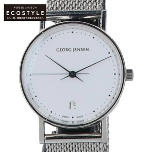 GEORG JENSEN ジョージジェンセン 321 KOPPEL コッペル 32mm SS カレンダー クォーツ 腕時計 シルバー