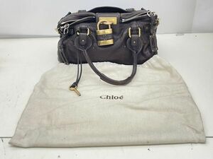 X303-N35-1493 Chloe クロエ レザー ハンドバッグ パディントン カデナ パドロック 南京錠 レディース ブラウン系 現状品②