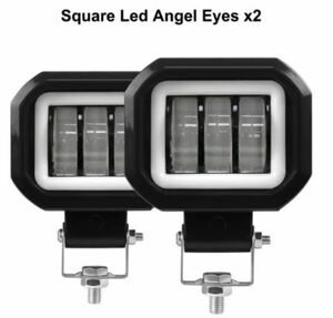 車,トラック,ボート,トラクター,用ledワークライトバー,フォグランプ,30w,5d 2PCS-Ring-Square