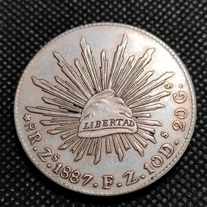 2912　メキシコ古銭　1887.F.Z.10D　アンティークコイン