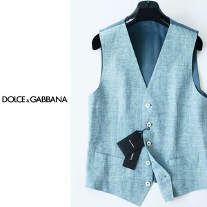 dp494●DOLCE & GABBANA●ドルチェ＆ガッバーナ●リネン&シルクのあしらいデザインジレベスト●46