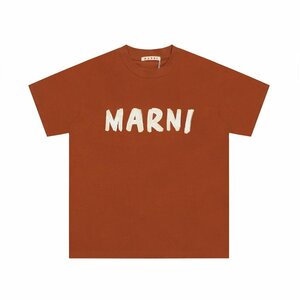 MARNI マルニ ロゴ入り コットン製 半袖Tシャツ ファッション カットソー ユニセックス 38サイズ（155/80A）