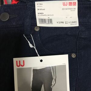 ユニクロ ニットレギンスパンツ WOMEN 24 61cm 新品未使用 股上普通 69 ネイビー navy 紺