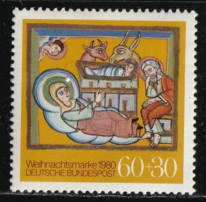 ドイツ切手　クリスマス　宗教　宴会　聖書　トナカイ　羊　1680