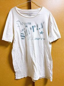 DENIM&SUPPLY デニム&サプライ ラルフローレン ロゴプリント Tシャツ ホワイト・ブルー系 Mサイズ
