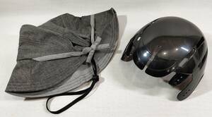 【1円出品】自転車ヘルメット インナープロテクター 帽子型ヘルメット あご紐つき 調整可能 グレー 通勤 通学 56～58cm