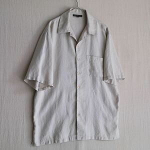 【100%リネン】90s USA vintage オープンカラー シャツ / XL ベージュ ボックス 半袖 ビンテージ T3-06055-9376 sale