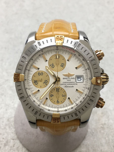 BREITLING◆自動巻腕時計/アナログ/レザー/WHT/CML/SS/B13356