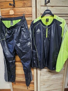 adidas アディダス professional ウィンドブレーカー 上下セットアップ 裏地メッシュ ピステ ハーフジップ size O ビックサイズ