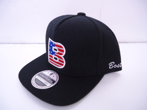 【KCM】xeb-cap-181★新品未使用品★【SNAP BACK】キャップ　F　ブラック　キッズ　ジュニア　帽子