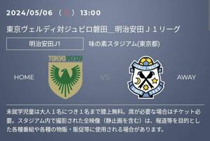 東京ヴェルディージュビロ磐田　バックB自由席　2枚　5/6