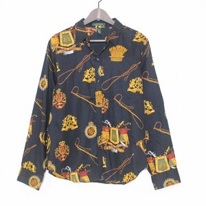 RALPH LAUREN ラルフローレン 総柄 王冠 長袖シャツ XL レディース