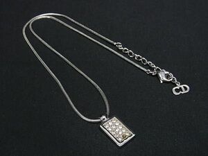 1円 ■美品■ ChristianDior ディオール トロッター ラインストーン ネックレス ペンダント アクセサリー レディース シルバー系 FC1710