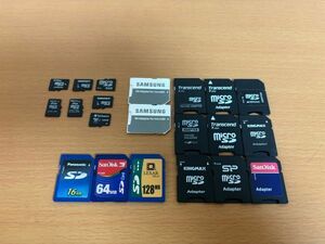 【動作確認済/送料160円】Micro SDカード 512MB/1GB×2/2GB×3/64GB SDカード 16MB/64MB/128MB Micro SD Adapter×11 計21点セット