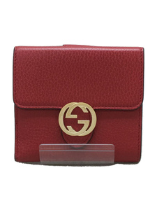 GUCCI◆インターロッキングG/3つ折り財布/レザー/RED/無地/レディース/615525