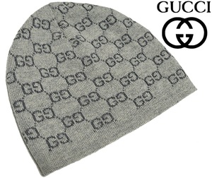 即決 正規品 中古「良品」 グッチ GUCCI カシミヤ100% GG総柄 ニット帽 ニット 帽子 ニット キャップ ビーニー クリーニング済 (棚)