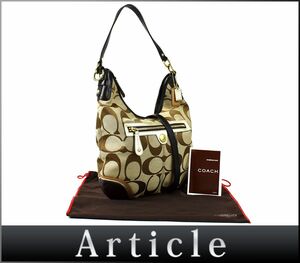 175868◆美品 COACH コーチ シグネチャー 2WAY ショルダーバッグ F15179 キャンバス レザー 革 ベージュ ブラウン レディース/ B