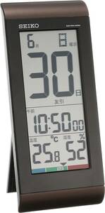 茶メタリック セイコークロック 置き時計 目覚まし時計 掛け時計 電波 デジタル 日めくりカレンダー 温度湿度表示 茶メタリック 