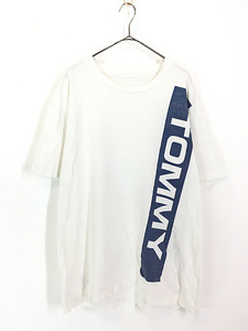 古着 90s TOMMY JEANS フラッグ ライン ロゴ BIG プリント Tシャツ XL位 古着