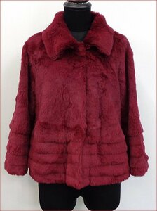 Bana8・衣類◆毛皮コート 程度良◆GIOCARE VITA ジョッカー レヴィータ/ラビットファー ショートコート 42 ワインレッド系
