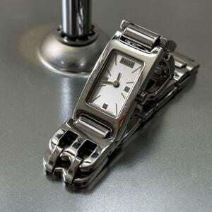 [SWISS製] 通電・動作確認済み BALLY バリー スクエア腕時計 アナログ クォーツ QZ シルバー レディース A160-A179 ロゴ 人気 プレゼント