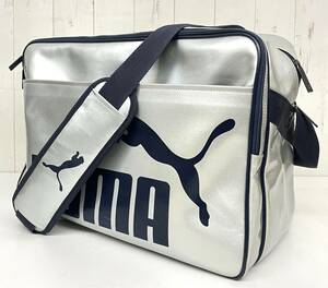 スポーツ用品 ＊PUMA プーマ ＊エナメル スポーツバッグ ショルダーバッグ ＊シルバー ネイビー ＊トレーニング 部活 合宿 旅行 大容量