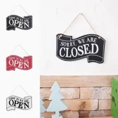 新品★赤 看板 プレート OPEN CLOSE オープンクローズ 営業中 開店