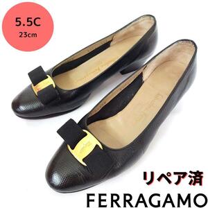 フェラガモ【Ferragamo】ヴァラ リザード型押し パンプス 黒