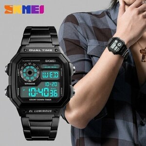 SKMEI メンズスポーツウォッチ カウントダウン 防水時計 ステンレス 鋼ファッション デジタル 腕時計 ZCL689
