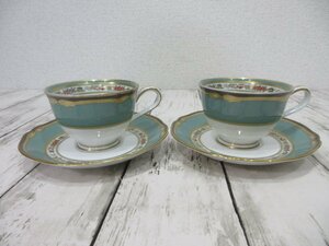 1円　良品　ノリタケ Noritake カップ&ソーサー HANA RINSU ハナリンス ペア 美品 【星見】