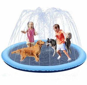 噴水マット 噴水プール 子供 ペット用 親子遊び プール アウトドア 夏対策 家庭用 直径170cm 754