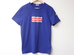 豊20BW4/6K〇MONCLER モンクレール ロゴ Tシャツ Lサイズ　ブルー 美品〇