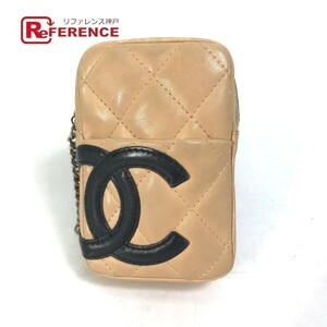 CHANEL シャネル A26732 カンボンライン CC ココマーク タバコケース ポーチ シガレットケース レザー ベージュ レディース【中古】