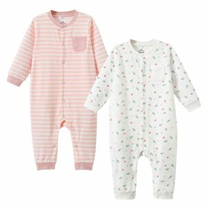 Baby nest ベビー服 長袖 カバーオール ロンパース パジャマ 赤ちゃん 新生児 女の子 北欧風 ルームウェア 可愛い 綿100％ 柔らかい