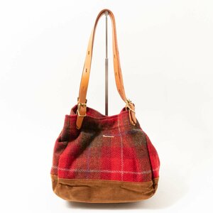 TREASURE TOPKAPI × Harris Tweed トレジャートプカピ トートバッグ ショルダー チェック ツィード コーデュロイ レザー レッド ブラウン